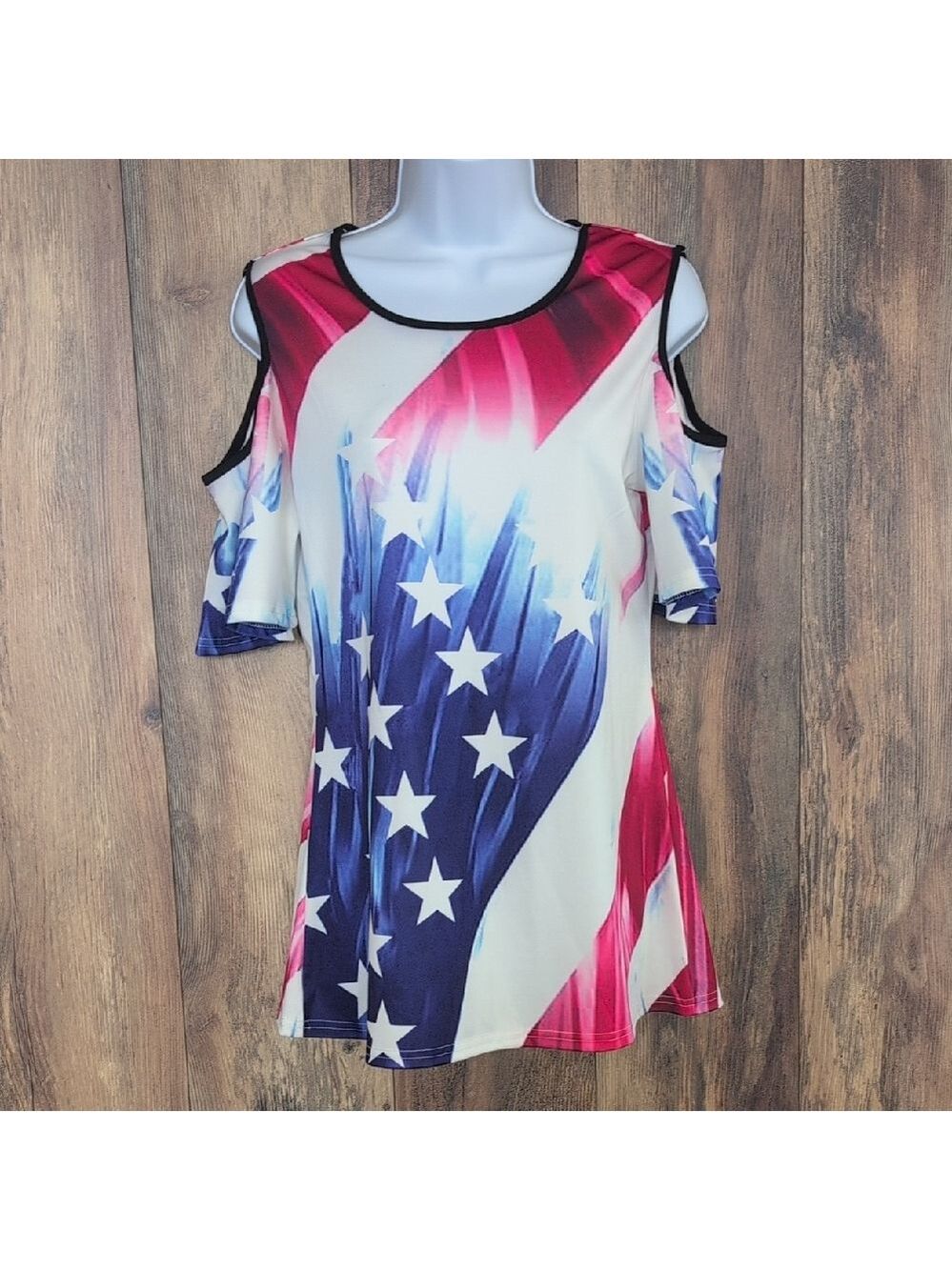 Star-Spangled Cold Shoulder Blouse S 202JH